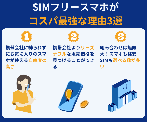 SIMフリースマホがコスパ最強の理由3つ