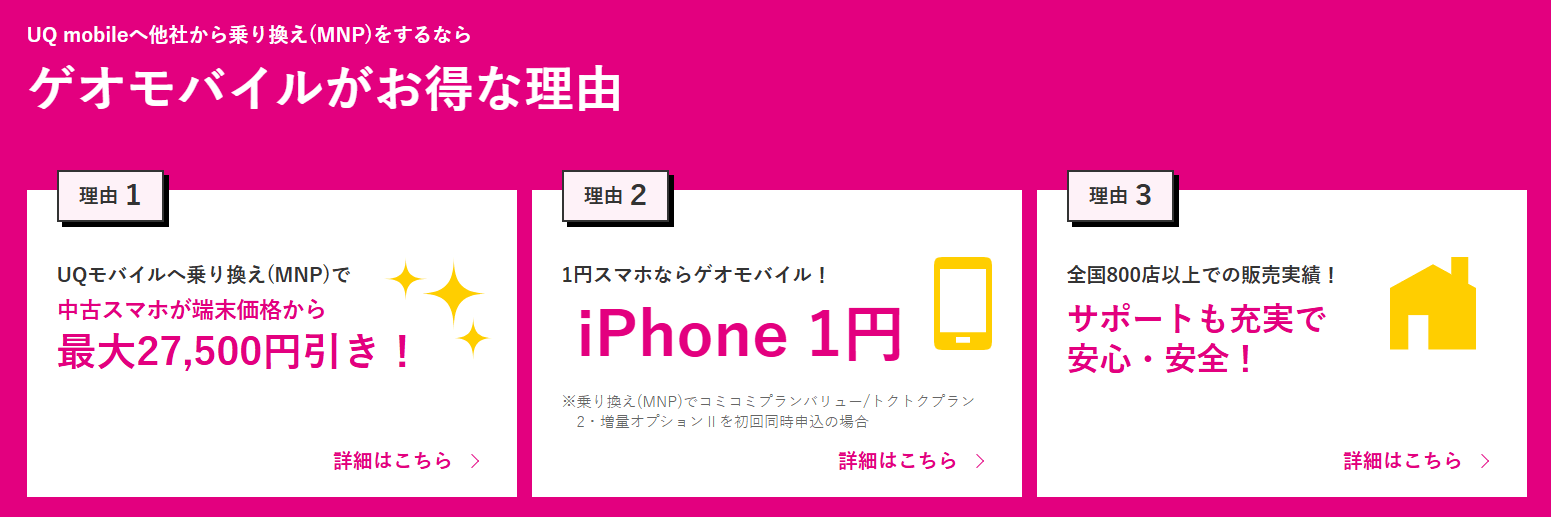 GEOモバイルiPhone1円セール