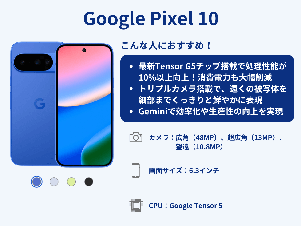 Google Pixel 10のスペック