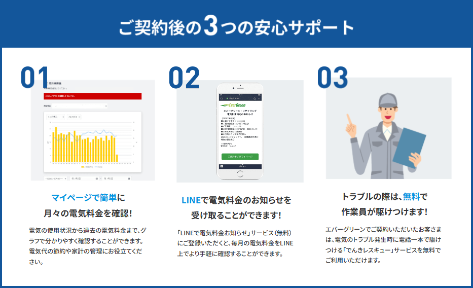 北海道でおすすめの電力会社：エバーグリーンの3つの安心サポート