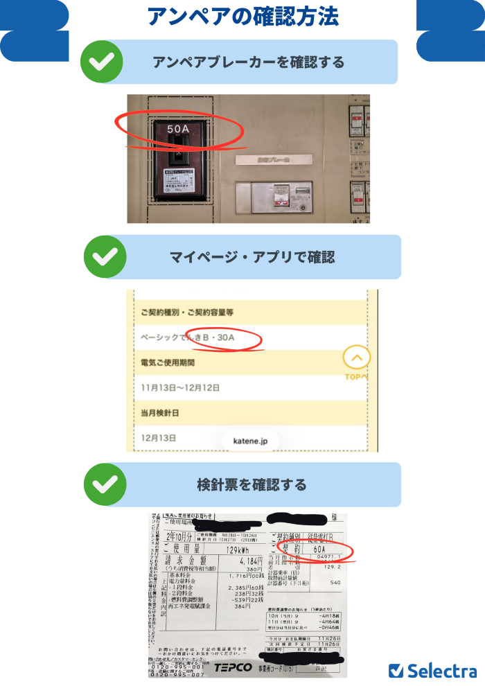 契約アンペアの確認方法