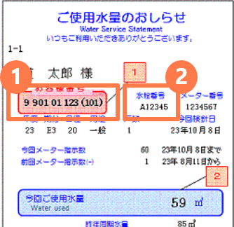 神戸市水道局の「お客様番号」「水栓番号」