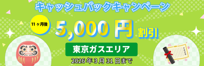 エルピオ都市ガスのおすすめポイント：都市ガス料金が断然安い、新規申込で5,000円電気代割引キャンペーン