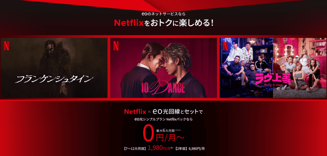 eo光 Netflixパックの公式サイトの画像
