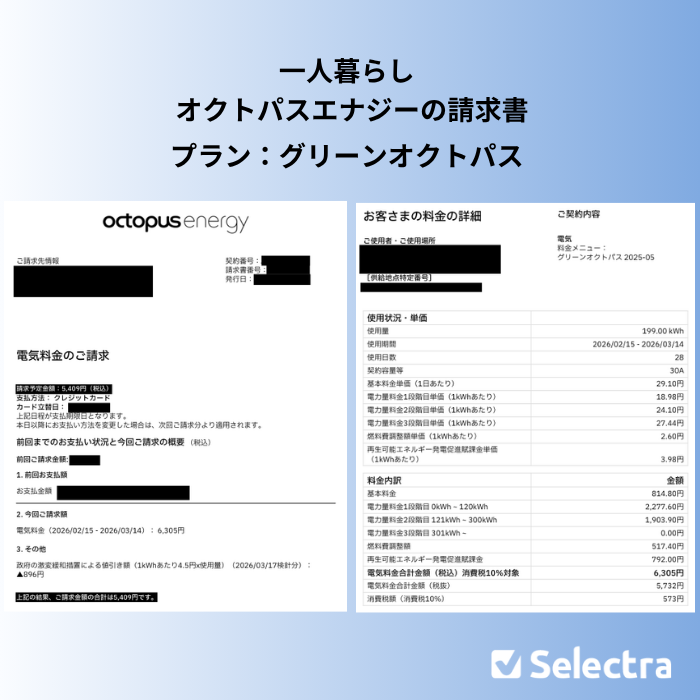 オクトパスエナジーの請求書(2026年3月分)