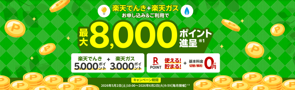 楽天でんきのお得な切り替えキャンペーンは多額の楽天ポイントがもらえる