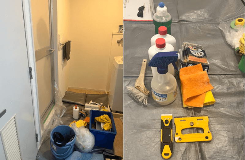 東京ガスのハウスクリーニングの浴室クリーニング 養生