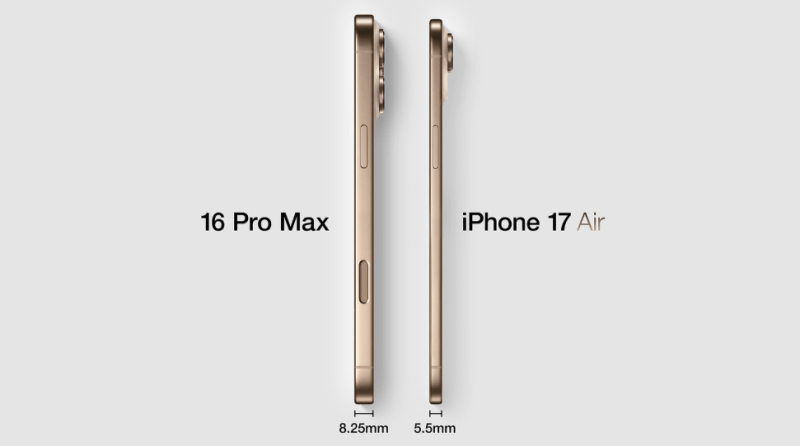 iPhone 17 AirとiPhone 17 Pro Maxの厚さを比較