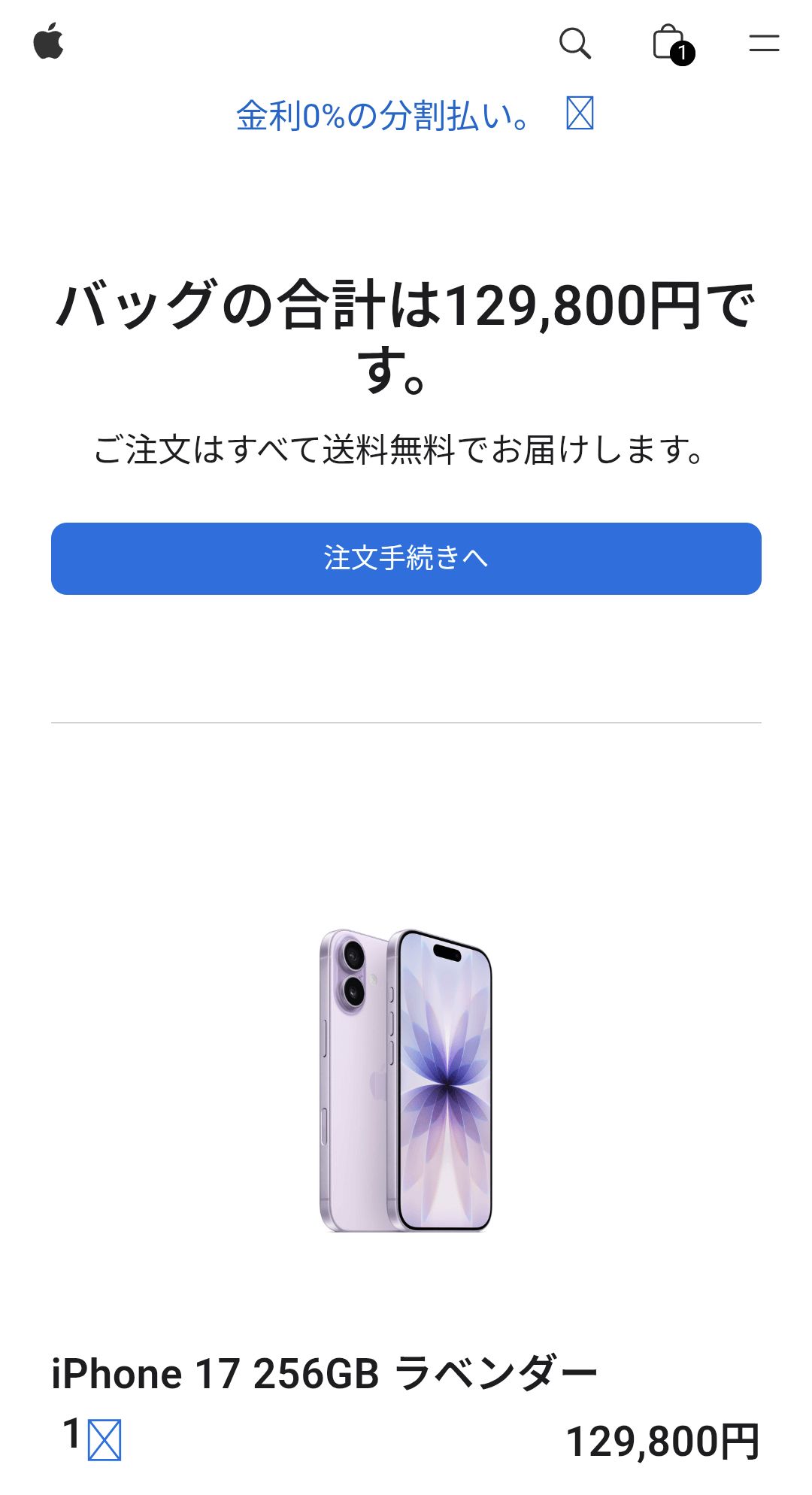 注文手続きへ
