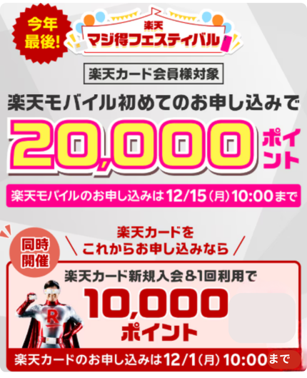 楽天モバイルマジトク得キャンペーン