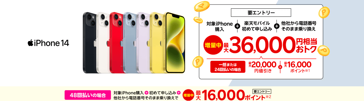 楽天モバイルのiPhoneトク得乗り換えキャンペーン