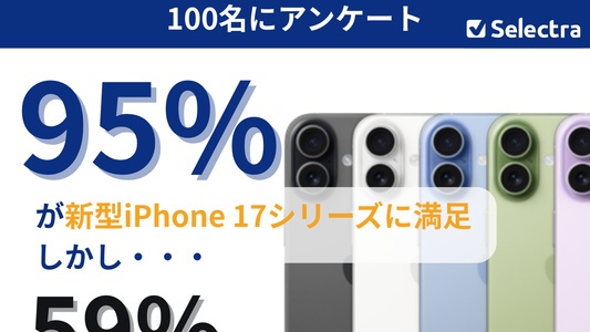 iPhone 17シリーズを95%が高く評価！新型iPhoneを購入したユーザー100名の本音レビューと隠れた不満を公開【セレクトラ独自調査】