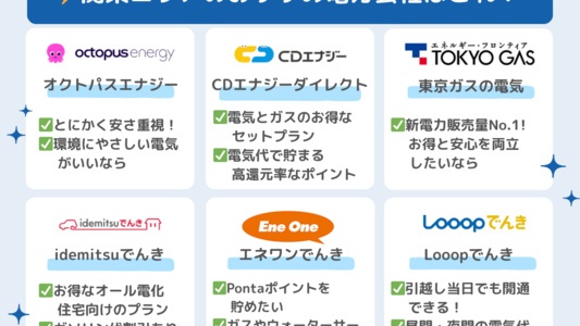 関東・東京でおすすめの電力会社💡お得な電気・ガスセット・オール電化・一人暮らしのおすすめ