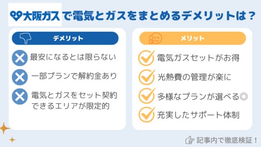 大阪ガスで電気とガスをまとめるデメリットは？評判口コミや電気ガスセット料金比較も徹底検証