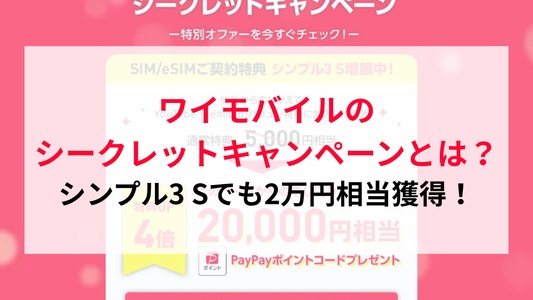 ワイモバイルに乗り換えで実質キャッシュバック！Sプランでも2万円相当もらえるシークレットキャンペーンを解説