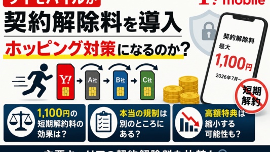 ワイモバイルの短期解約料はホッピング対策になるの？1,100円の効果を考察