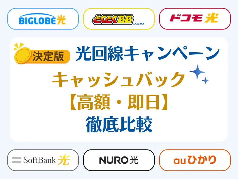 光回線のキャッシュバックキャンペーン情報｜高額・即日の13社を徹底比較