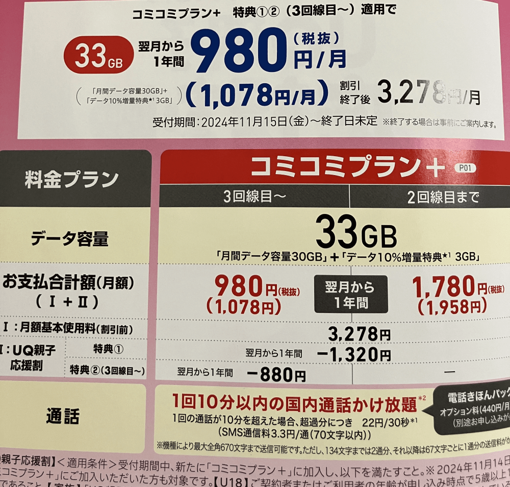 コミコミプラン+親子応援割