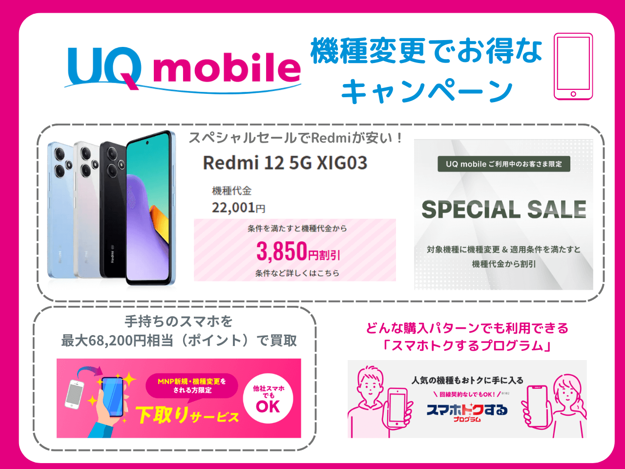 UQモバイルの機種変更キャンペーンまとめ