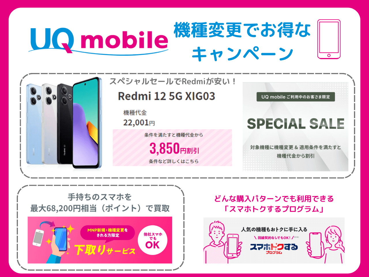 UQモバイルの機種変更キャンペーンまとめ