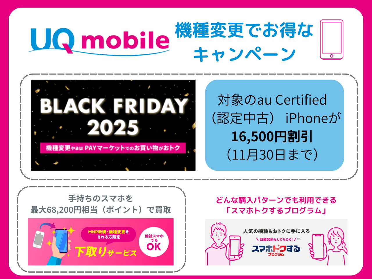 UQモバイルの機種変更キャンペーンまとめ
