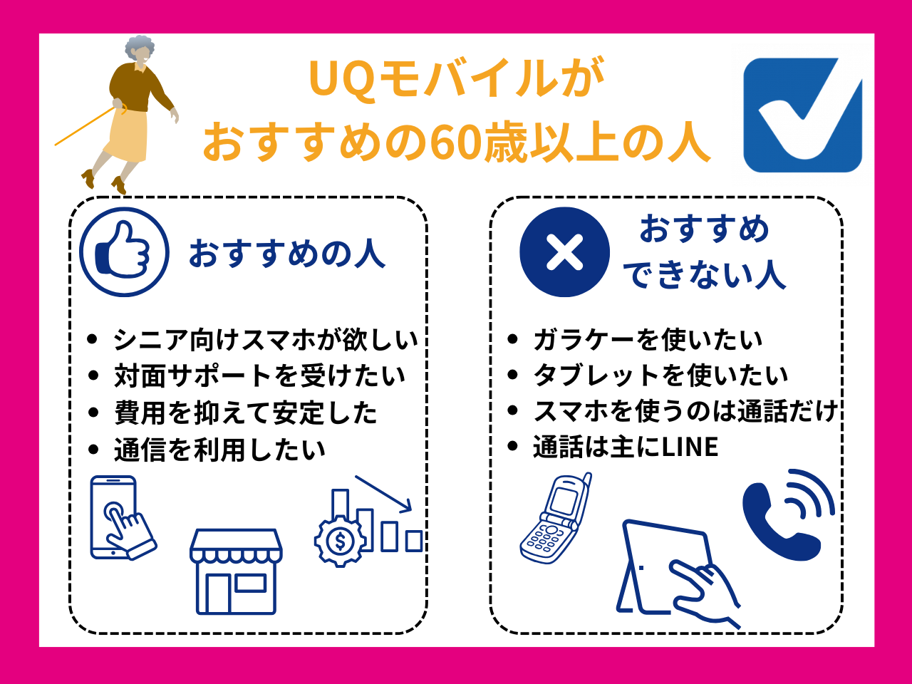 UQモバイルがおすすめの60歳以上の人