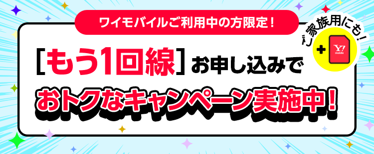 ワイモバイルのもう1回線追加キャンペーン
