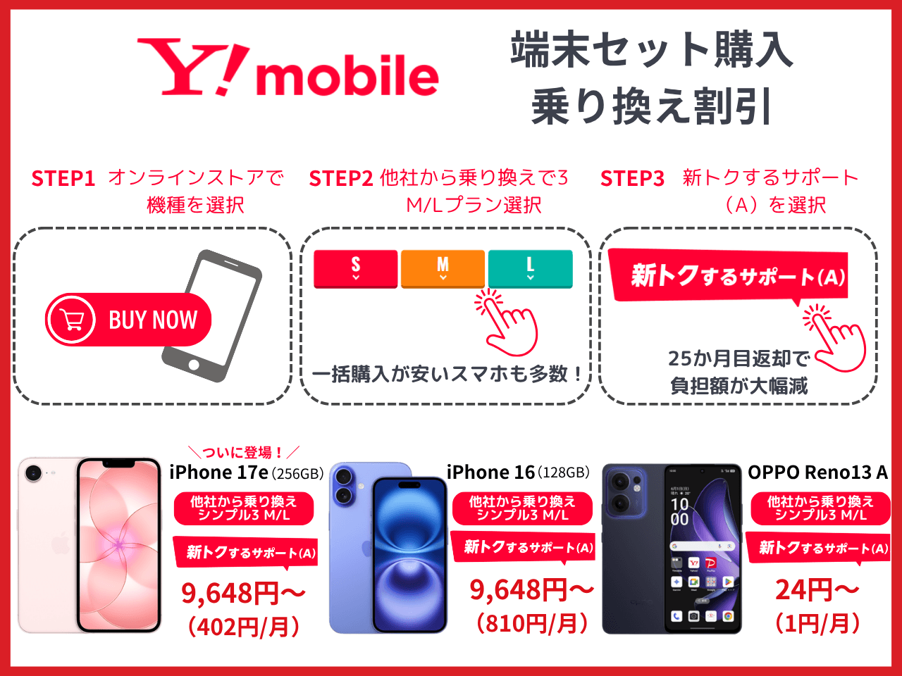 ワイモバ端末セット購入乗り換えキャンペーン