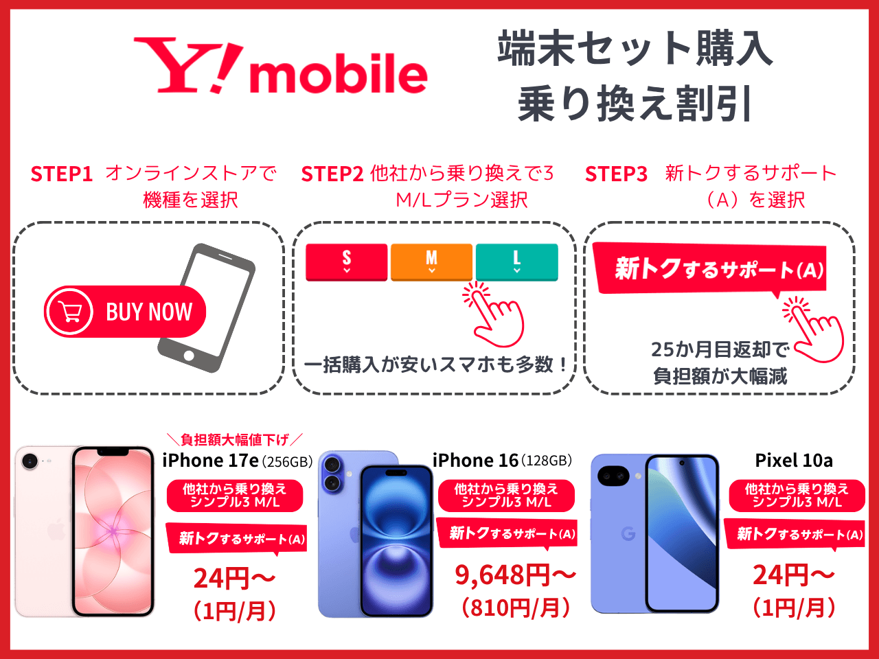 ワイモバ端末セット購入乗り換えキャンペーン