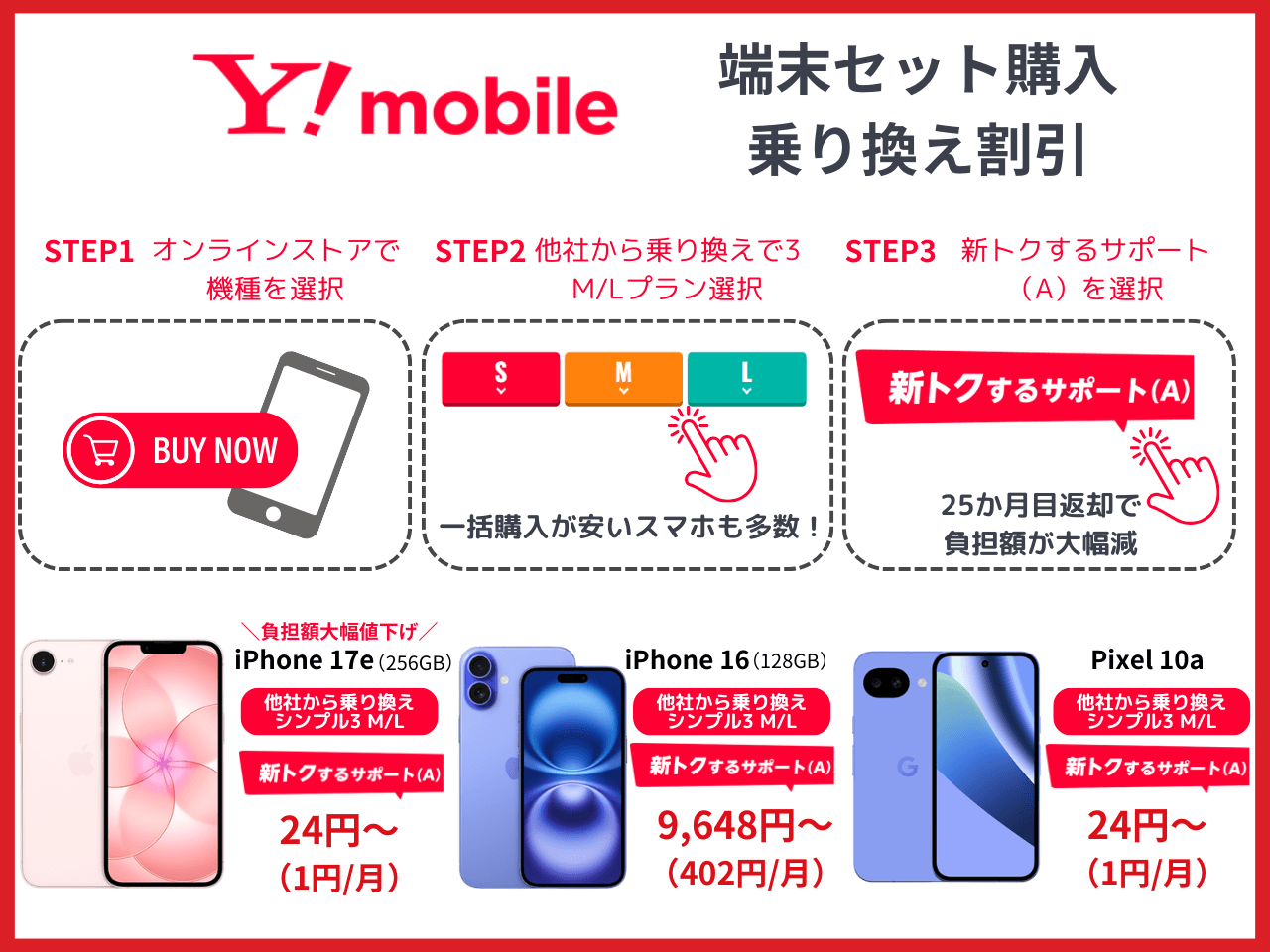 ワイモバ端末セット購入乗り換えキャンペーン