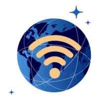 地球とWiFiマークのイラスト